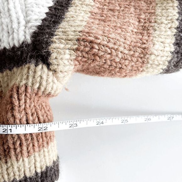 RARE Laundromat Men Full Zip Wool Knit Hooded Jacket Off-White Brown Size Medium - Picture 5 of 7